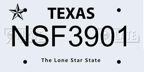 NSF3901 Texas License Plate