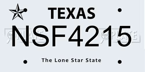 NSF4215 Texas License Plate