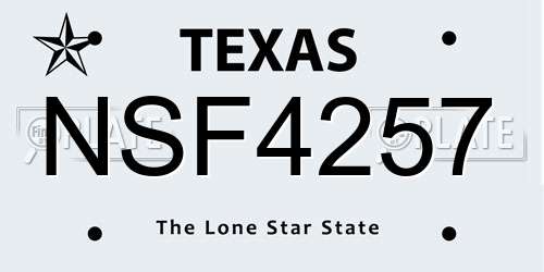NSF4257 Texas License Plate