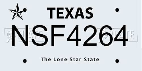 NSF4264 Texas License Plate