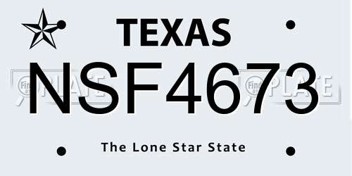 NSF4673 Texas License Plate
