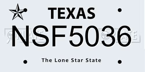 NSF5036 Texas License Plate