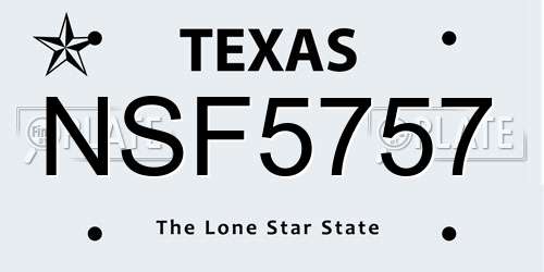 NSF5757 Texas License Plate