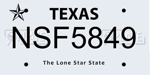 NSF5849 Texas License Plate