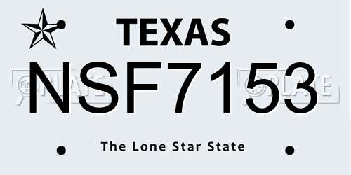 NSF7153 Texas License Plate