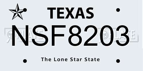 NSF8203 Texas License Plate