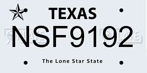 NSF9192 Texas License Plate