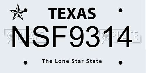 NSF9314 Texas License Plate