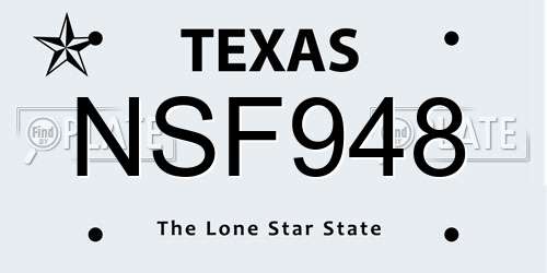 NSF948 Texas License Plate