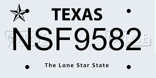 NSF9582 Texas License Plate