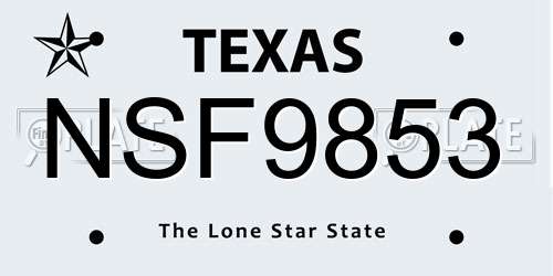 NSF9853 Texas License Plate