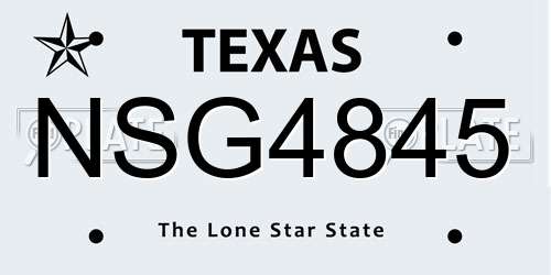 NSG4845 Texas License Plate