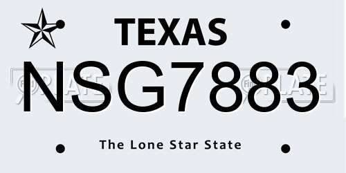 NSG7883 Texas License Plate