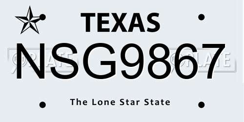 NSG9867 Texas License Plate