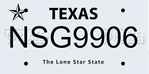 NSG9906 Texas License Plate