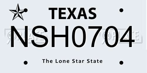 NSH0704 Texas License Plate