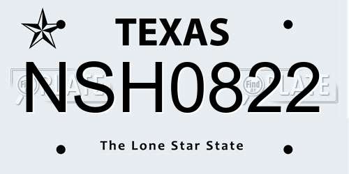 NSH0822 Texas License Plate