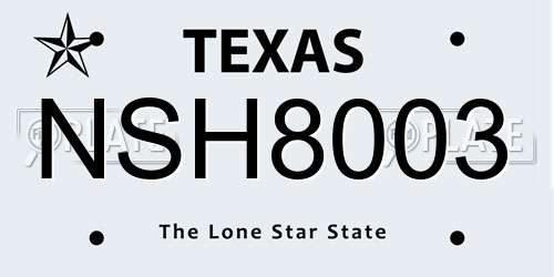 NSH8003 Texas License Plate