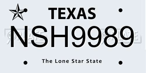 NSH9989 Texas License Plate
