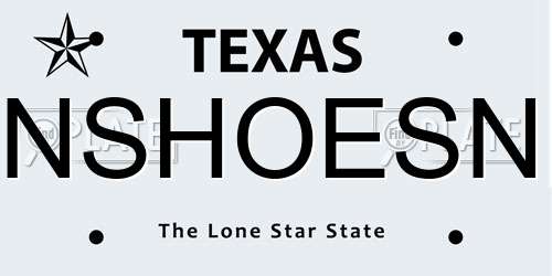 NSHOESN Texas License Plate