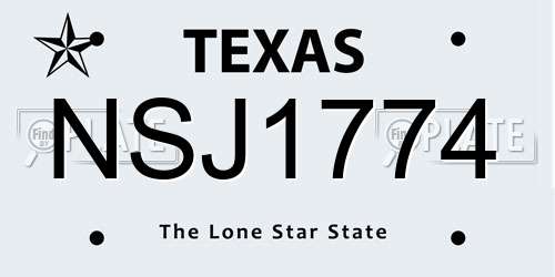 NSJ1774 Texas License Plate