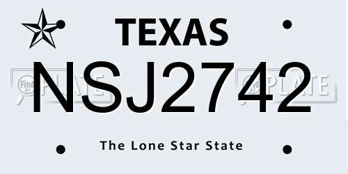 NSJ2742 Texas License Plate