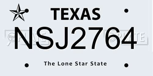 NSJ2764 Texas License Plate
