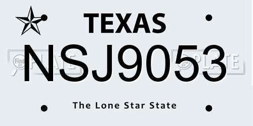 NSJ9053 Texas License Plate