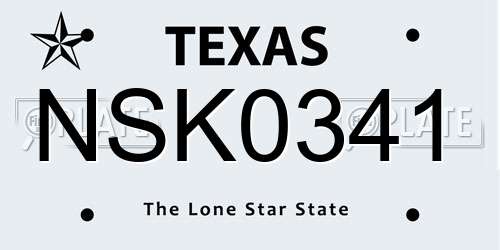 NSK0341 Texas License Plate