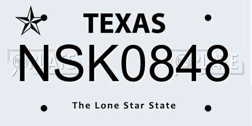 NSK0848 Texas License Plate