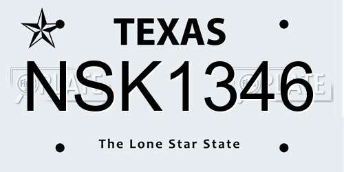 NSK1346 Texas License Plate