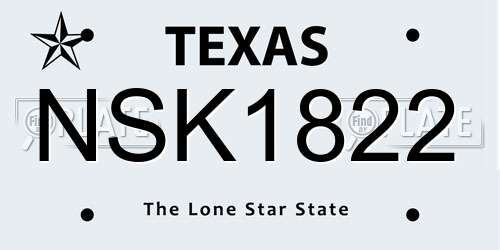 NSK1822 Texas License Plate