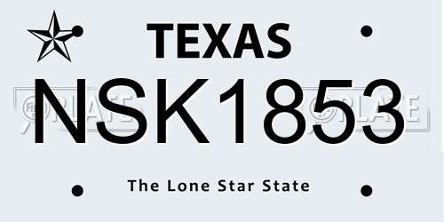 NSK1853 Texas License Plate