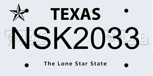 NSK2033 Texas License Plate