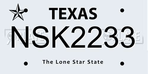 NSK2233 Texas License Plate