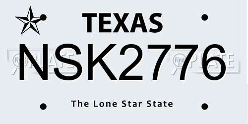 NSK2776 Texas License Plate
