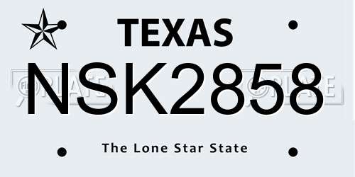 NSK2858 Texas License Plate