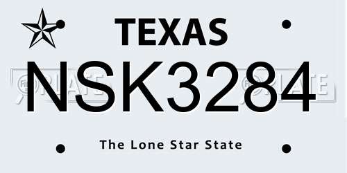 NSK3284 Texas License Plate
