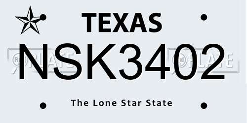NSK3402 Texas License Plate