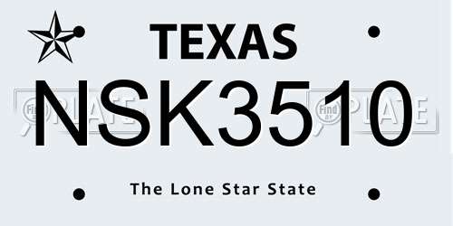 NSK3510 Texas License Plate