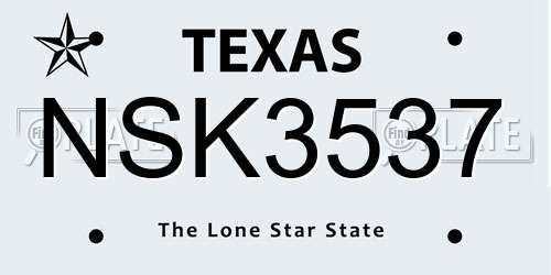 NSK3537 Texas License Plate