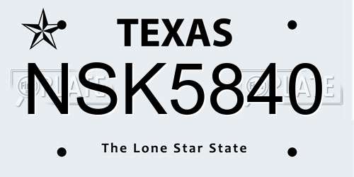 NSK5840 Texas License Plate