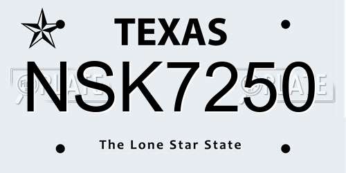 NSK7250 Texas License Plate