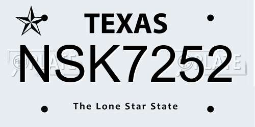 NSK7252 Texas License Plate