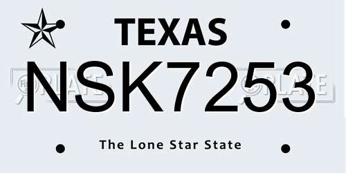 NSK7253 Texas License Plate