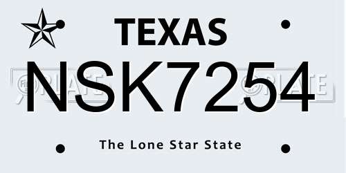 NSK7254 Texas License Plate