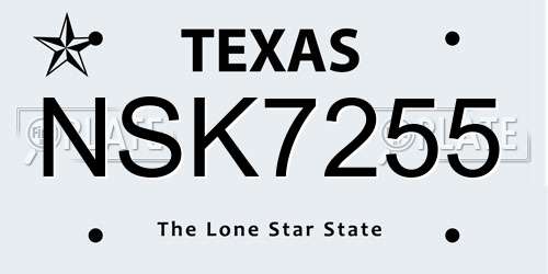 NSK7255 Texas License Plate