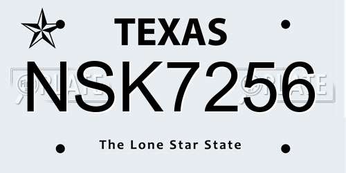 NSK7256 Texas License Plate
