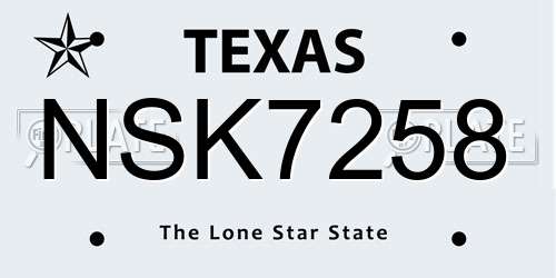 NSK7258 Texas License Plate
