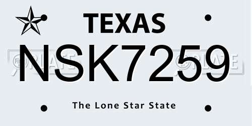 NSK7259 Texas License Plate